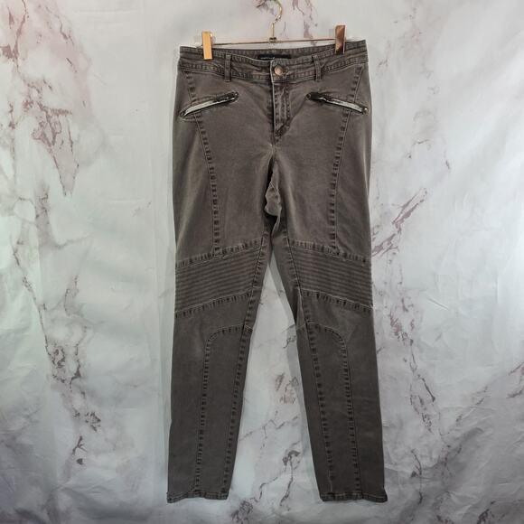 Peruvian Connection Pants Womens 6 X 30 Brown Skinny High Rise Moto Cotton - Picture 1 of 12